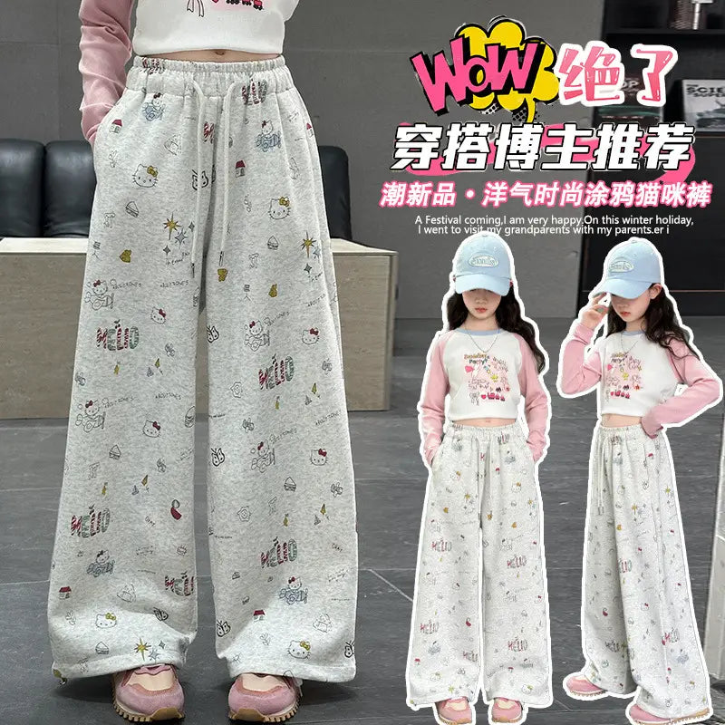 Kids Wide Leg Sweatpants - Grey, 120 to 170cm, 5 to 12 Years