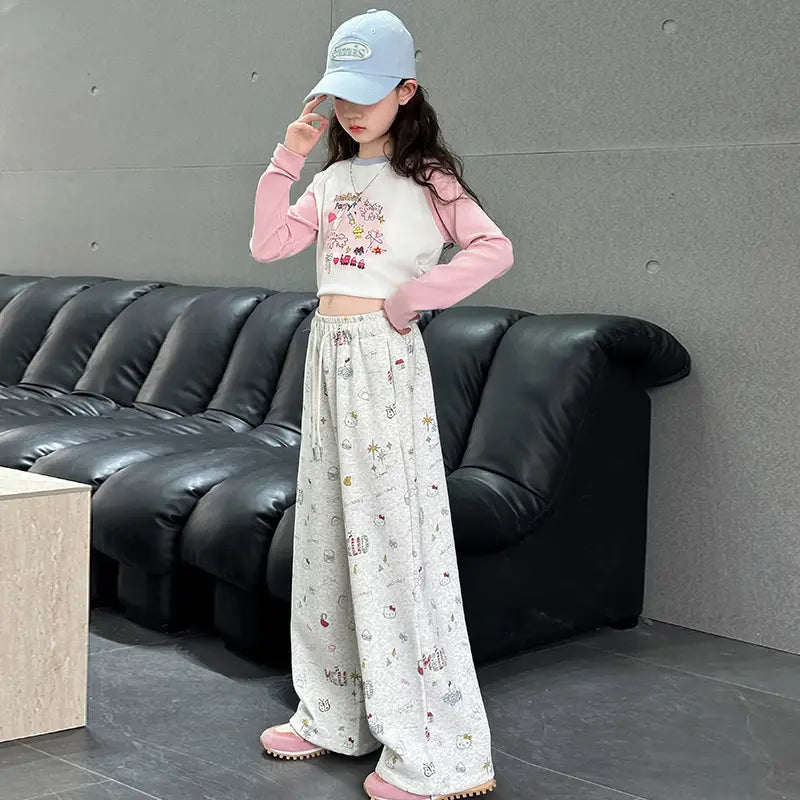 Kids Wide Leg Sweatpants - Grey, 120 to 170cm, 5 to 12 Years