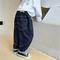 Boys Wide Leg Jeans - Dark Blue, Black, 110cm