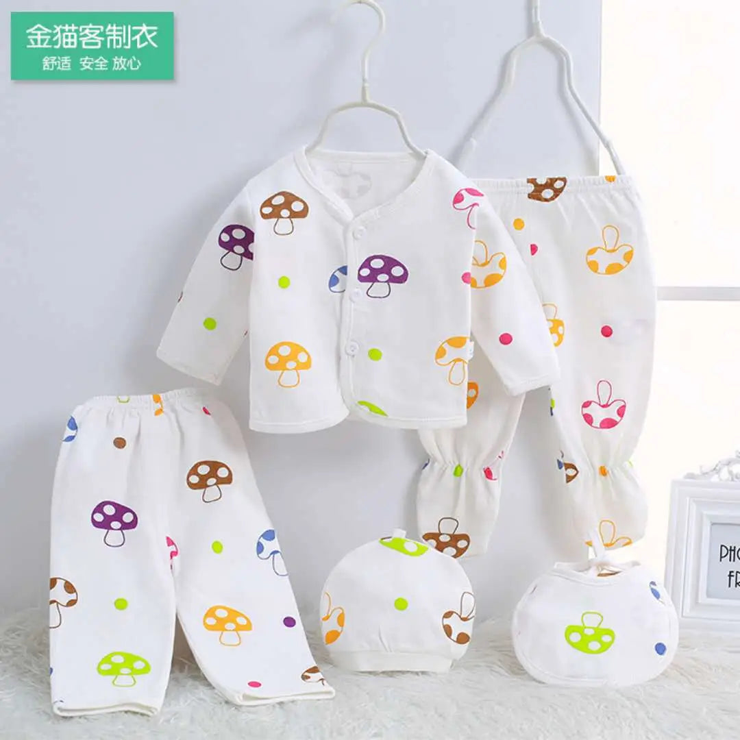 Newborn 5-Piece Set - Mushroom Print, 0-3 Months