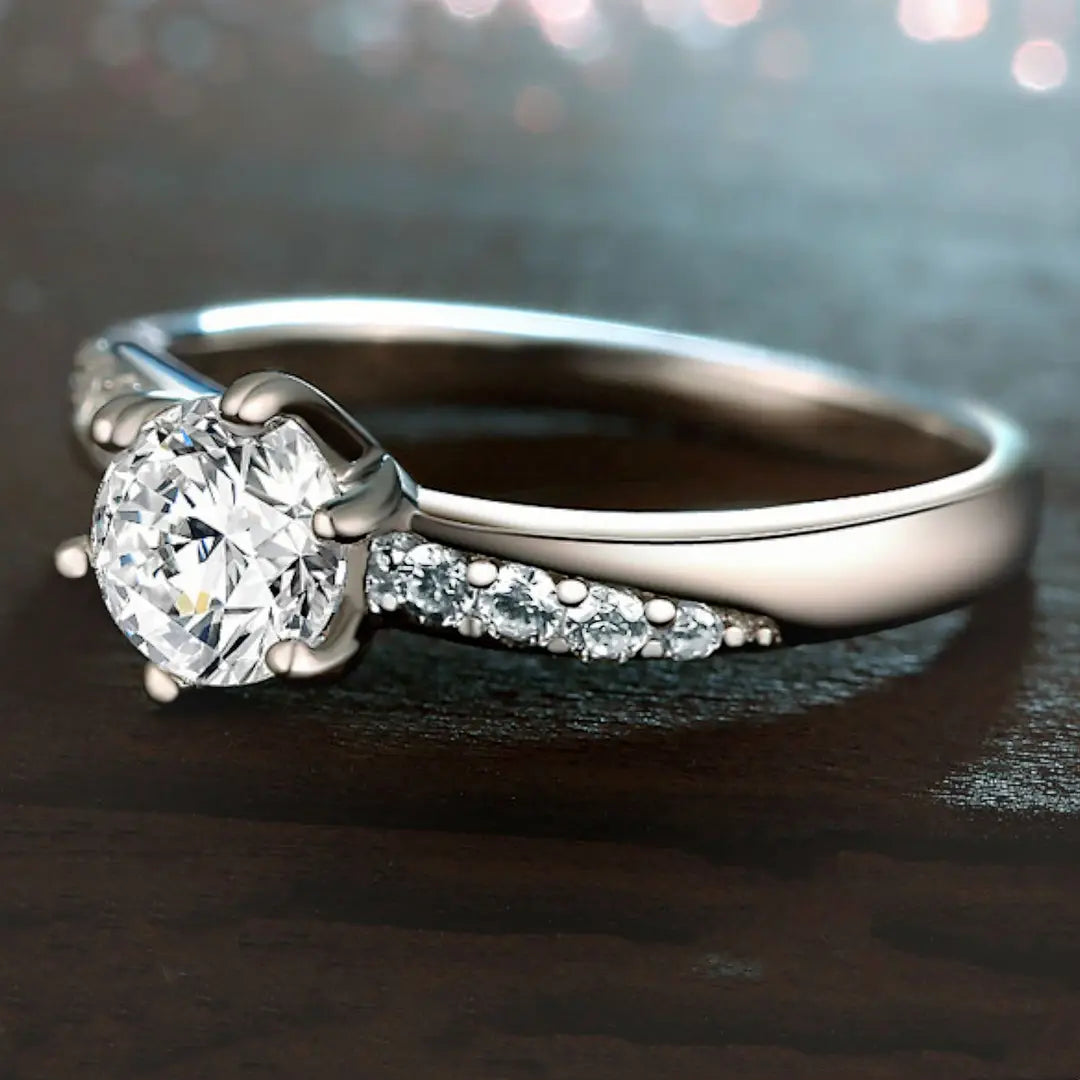 Platinum Plated Zircon Six Claw Ring for Daily Wear - view 4
