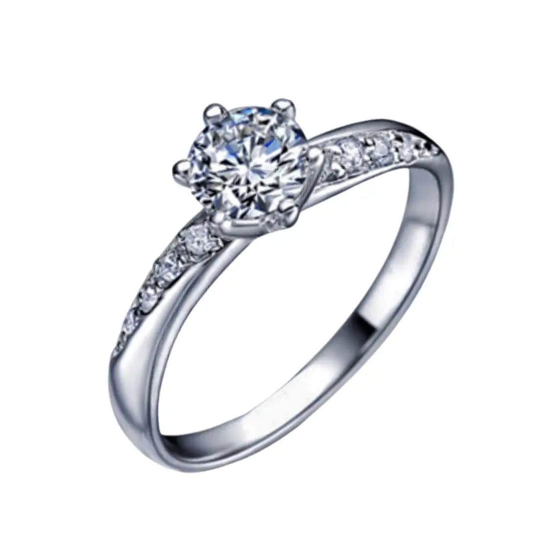 Platinum Plated Zircon Six Claw Ring for Daily Wear - view 5