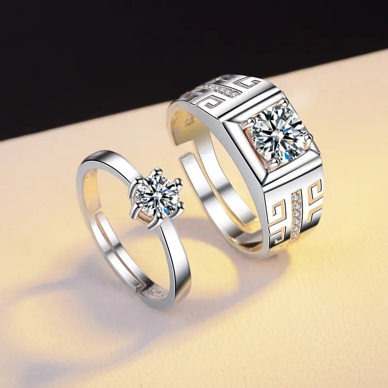 Gold Plated Couple Moissanite Wedding Ring for Women - view 2