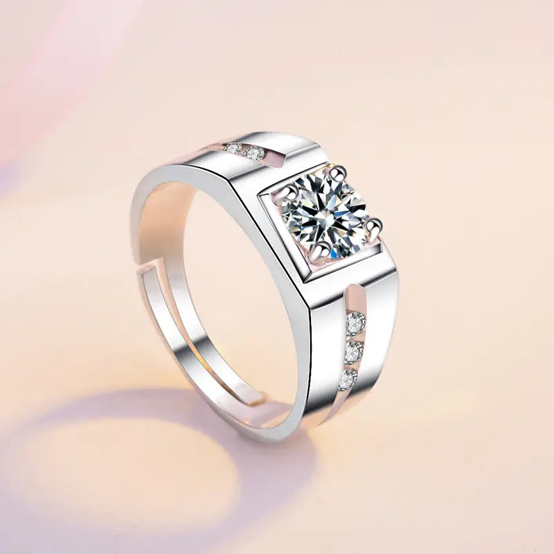 Gold Plated Couple Moissanite Wedding Ring for Women - view 4