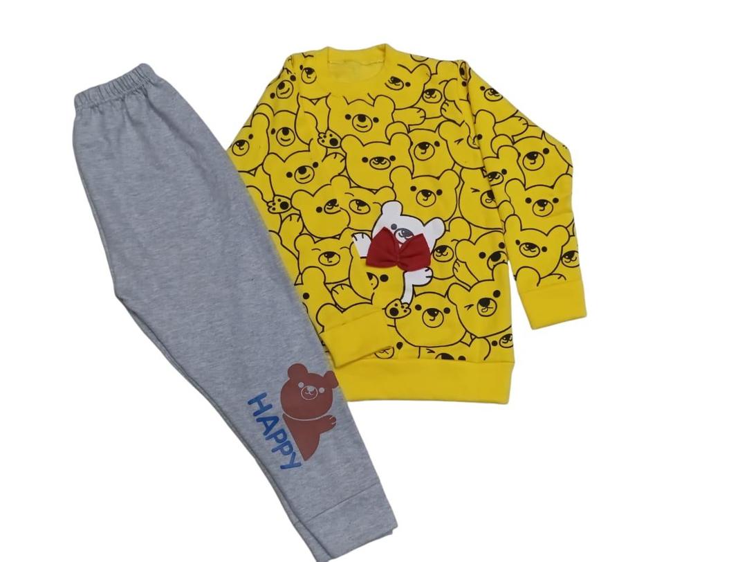 Boys Printed Fleece Tracksuit - Yellow, 5 to 10 Years