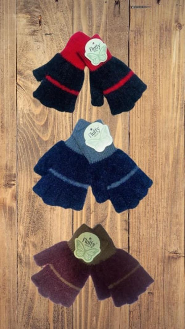 Women's Fingerless Gloves - Multicolor Wool, Set of 3