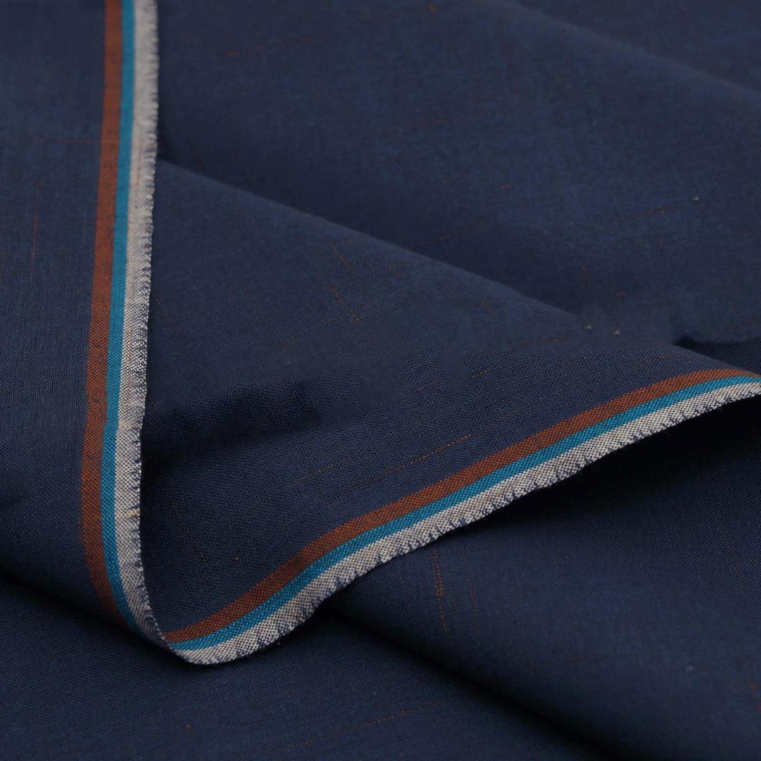 Men's Unstitched Cotton Suit - Blue, 7 Meter Cutting
