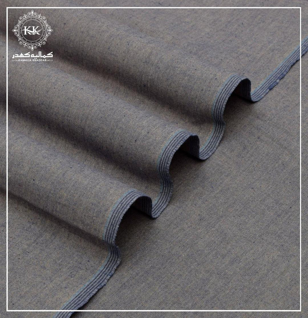 Men's Unstitched Khaddar Suit - Grey Plain, 7 Meter