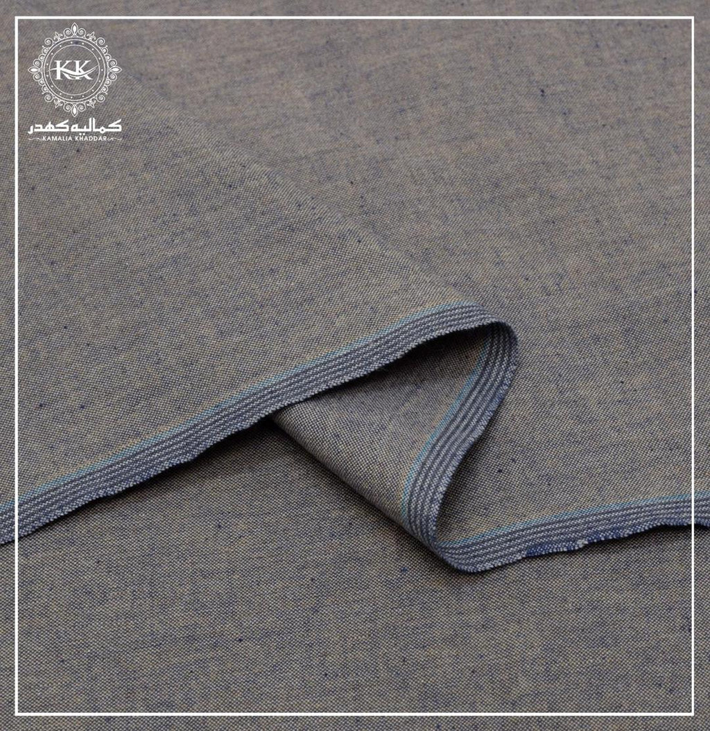 Men's Unstitched Khaddar Suit - Grey Plain, 7 Meter