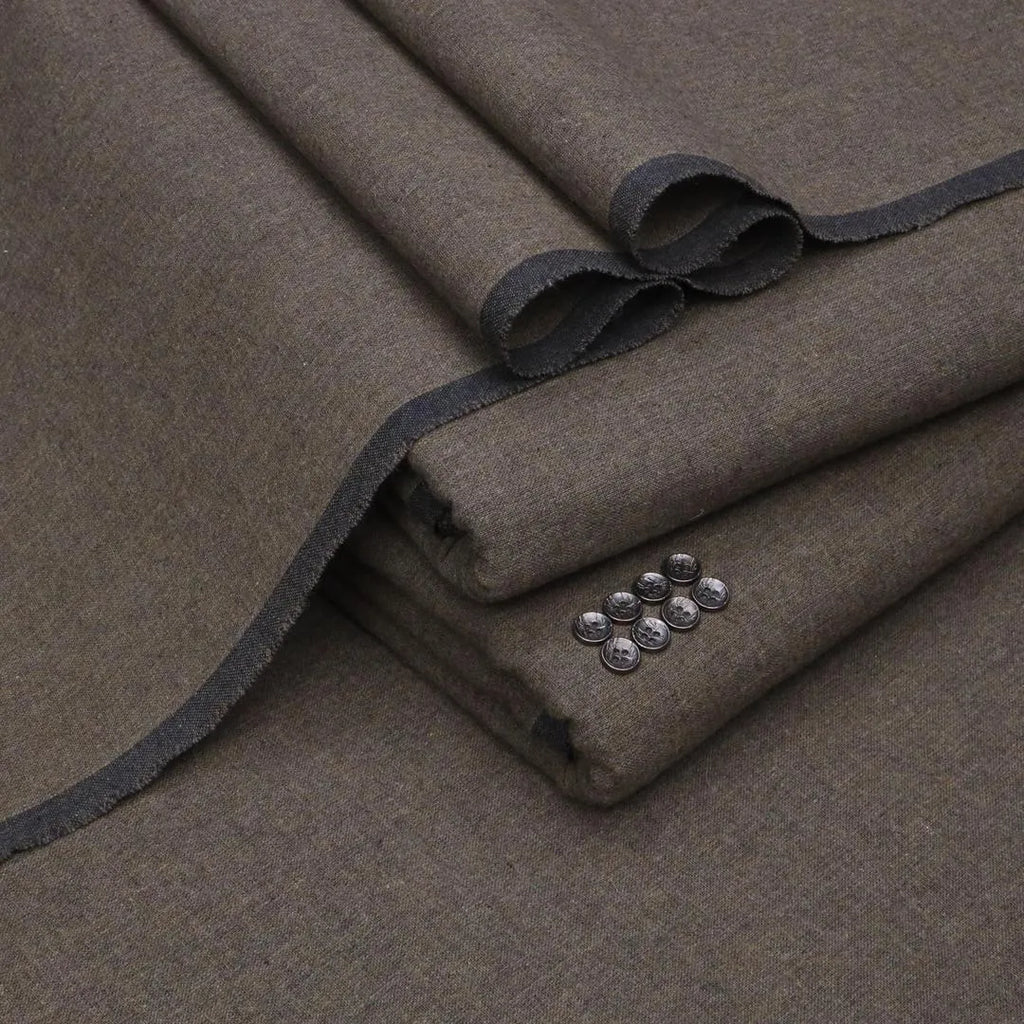 Men's Khaddar Suit - Brown Plain, 7 Meter Unstitched