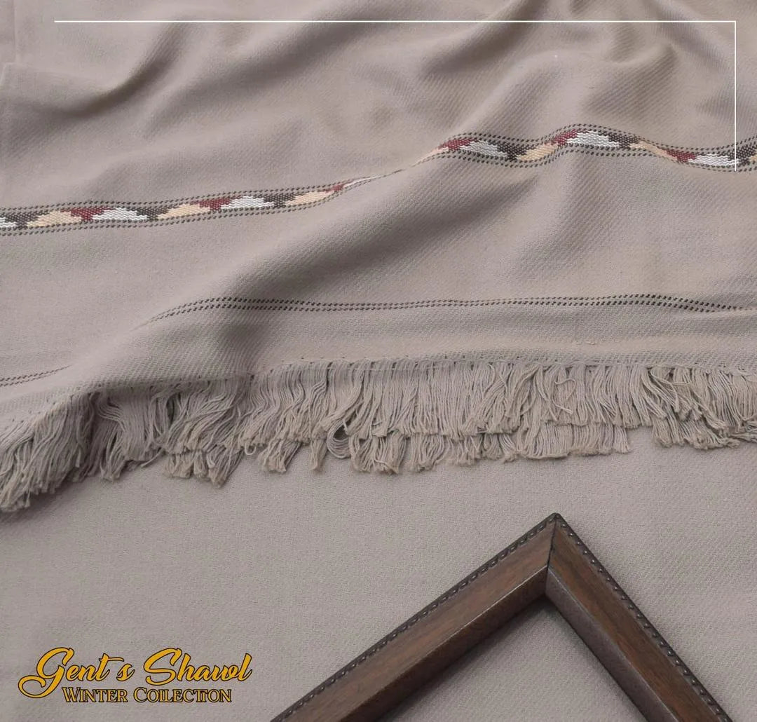 Men's Wool Shawl - Plain Grey, 2.5 Meter