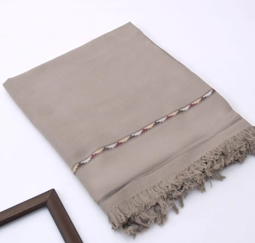 Men's Wool Shawl - Plain Grey, 2.5 Meter