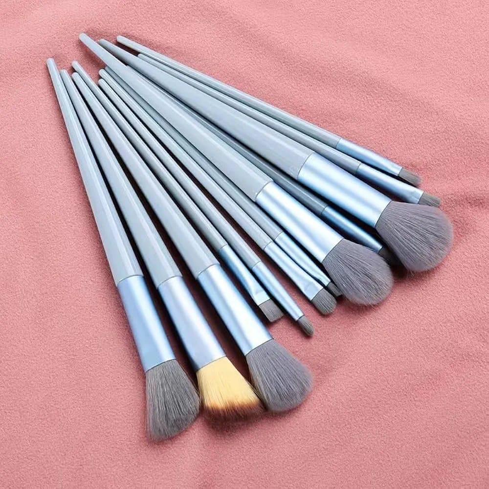 13 Piece Makeup Brush Set - Pink, Purple, Green, Yellow