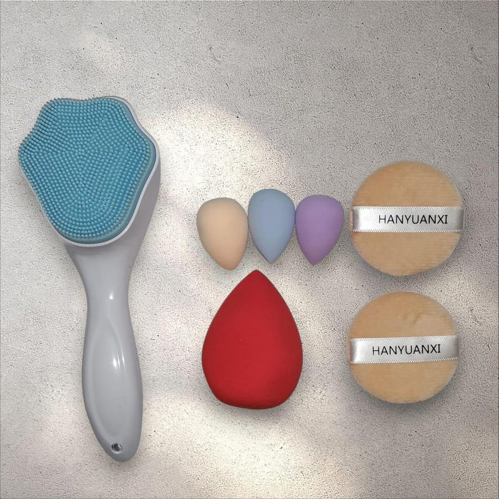 7 in 1 Makeup Accessory Set - 4 Blenders, 2 Sponges, Scrubber