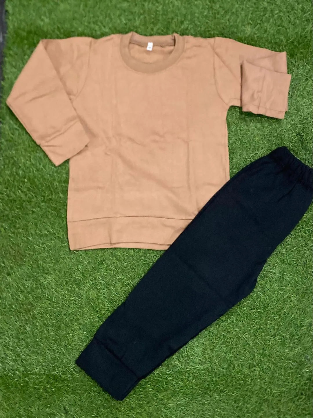 Girls Printed Fleece Tracksuit - Brown, 1 to 10 Years