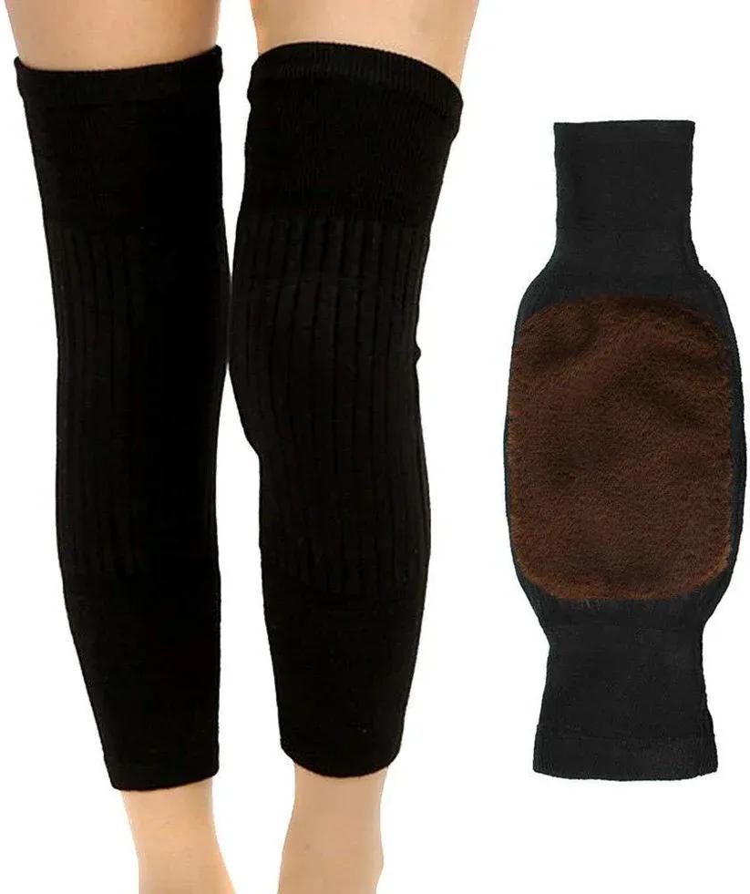 Unisex Wool Leg Warmers - Black, Pack of 2, Free Size