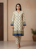 Yellow Printed Polo Cotton Suit - 2-Piece Unstitched