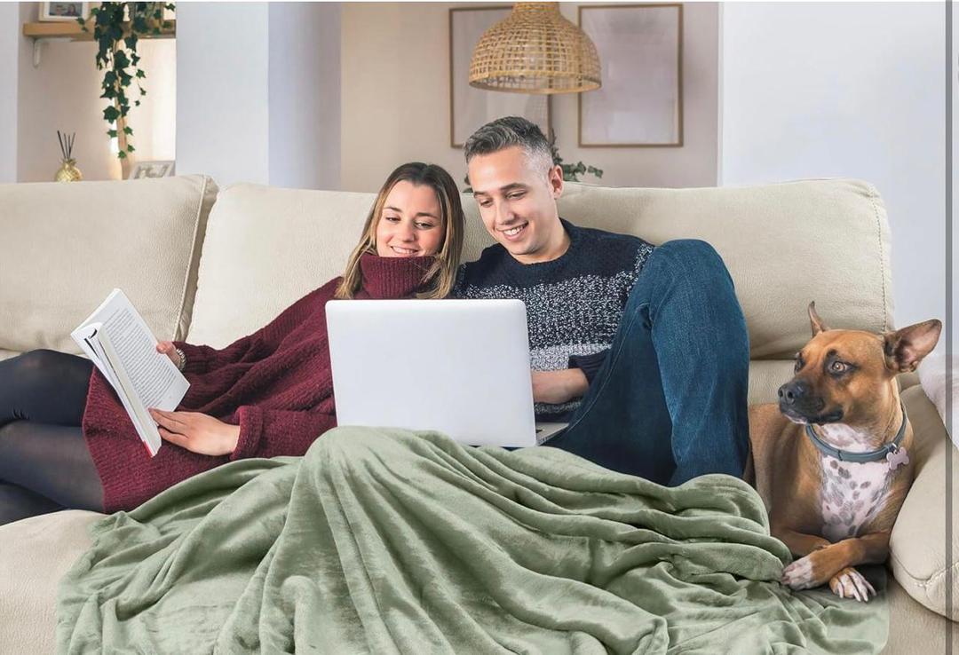 Fleece Blanket - Green, Double Bed 89 x 90 Inches