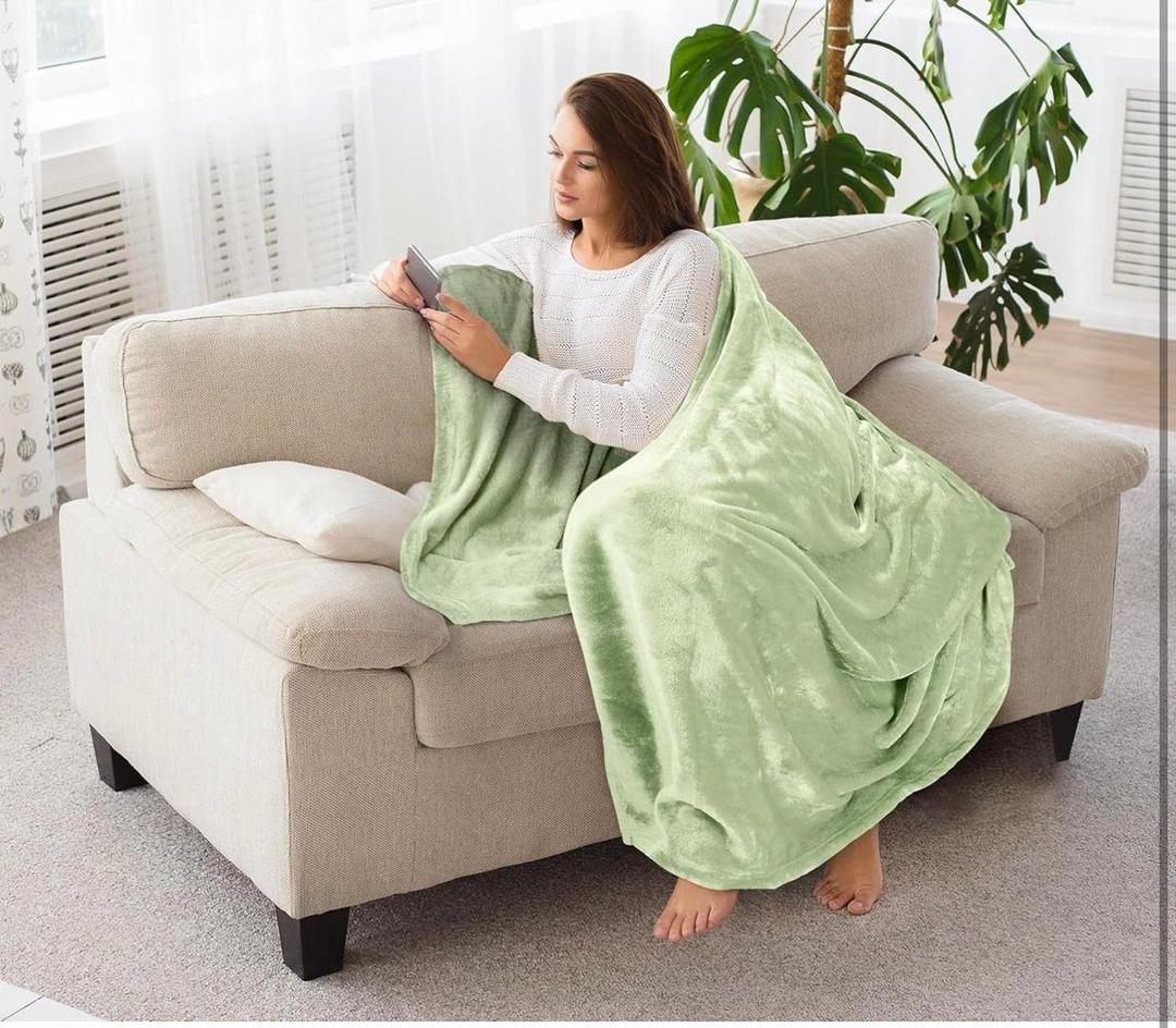 Fleece Blanket - Green, Double Bed 89 x 90 Inches