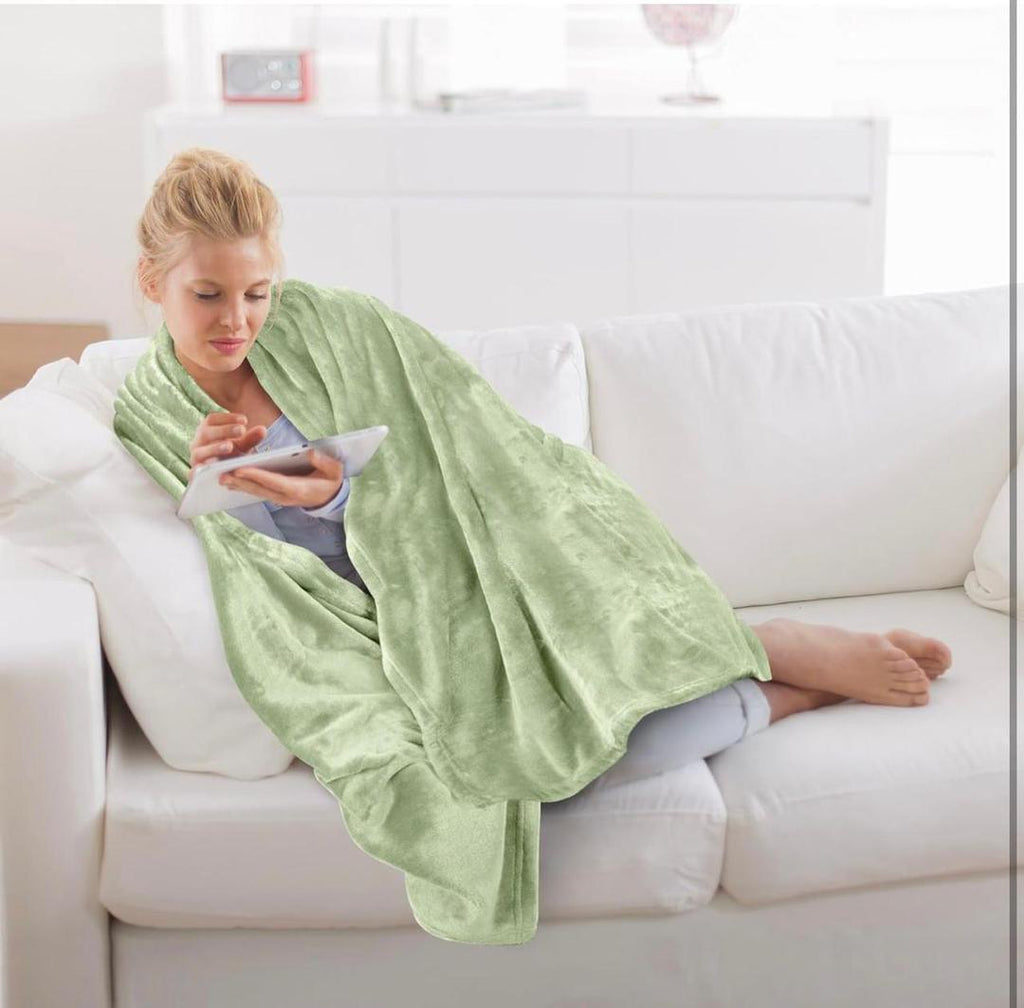 Fleece Blanket - Green, Double Bed 89 x 90 Inches