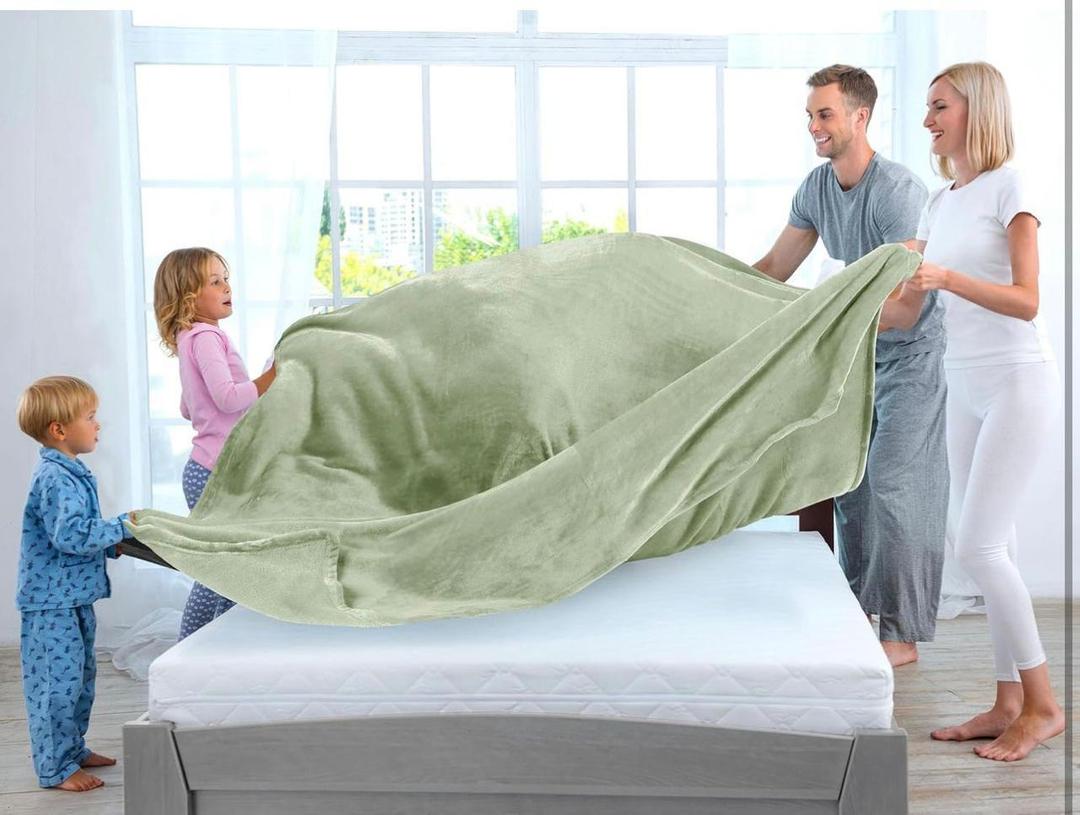 Fleece Blanket - Green, Double Bed 89 x 90 Inches
