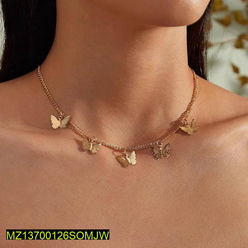 Golden Butterfly Chain Necklace Adjustable Gold Plated - view 2