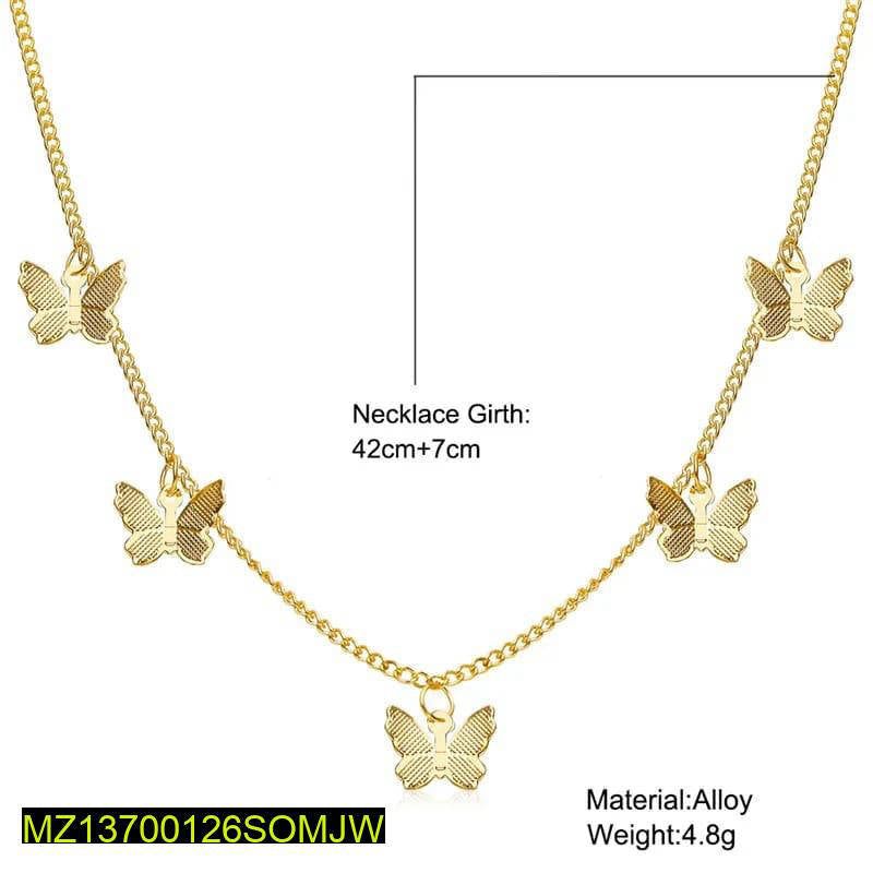 Golden Butterfly Chain Necklace Adjustable Gold Plated - view 3