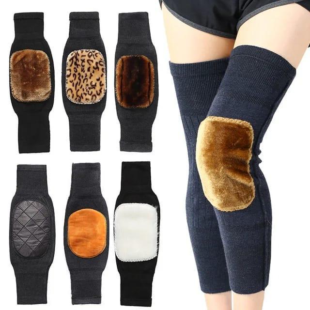 Wool Knee Warmers - Black, Unisex Free Size, Pack of 2