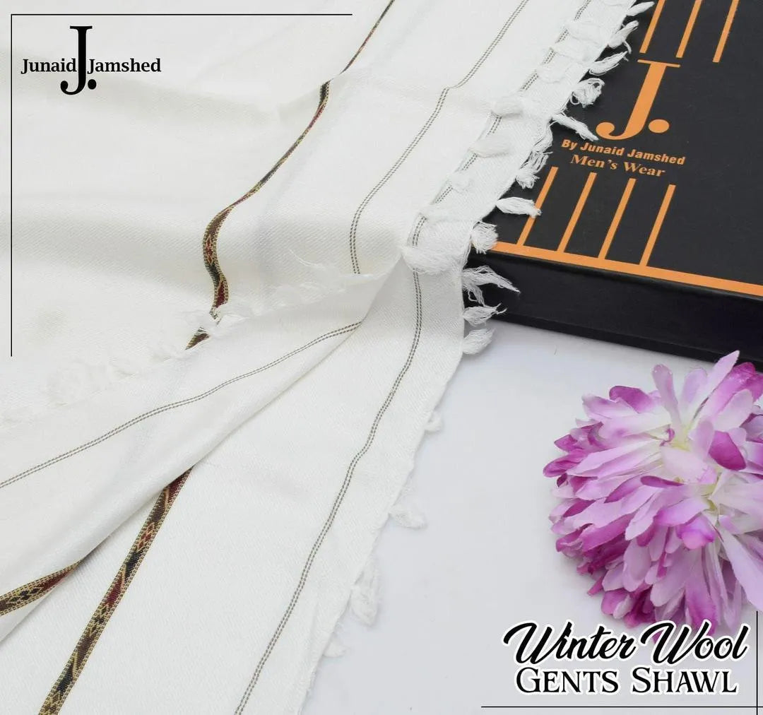 Gents Winter Wool Shawl - Black or White, 3 Yards