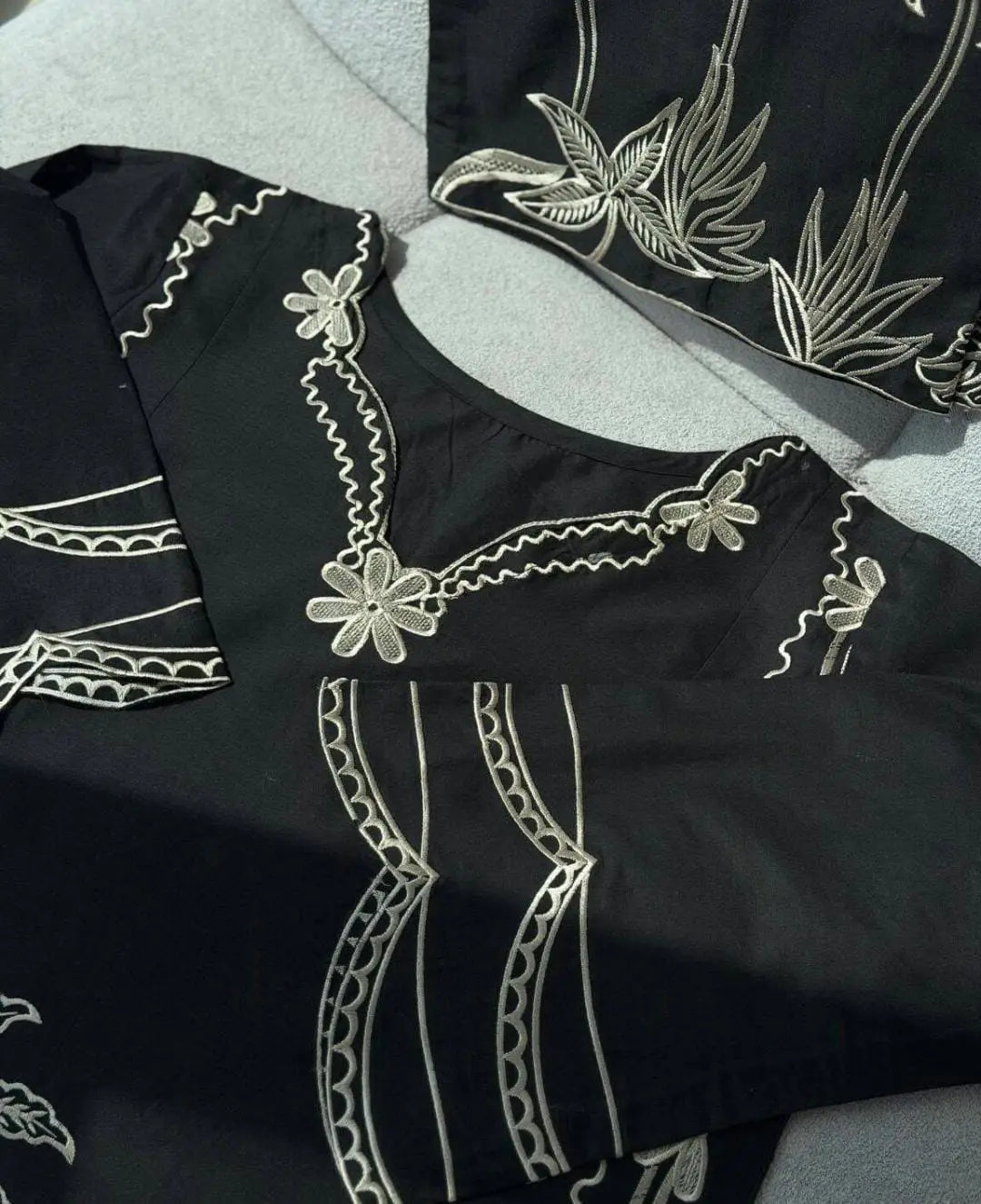 Women's Cotton Suit - Black, Embroidered, 2 Piece, Stitched