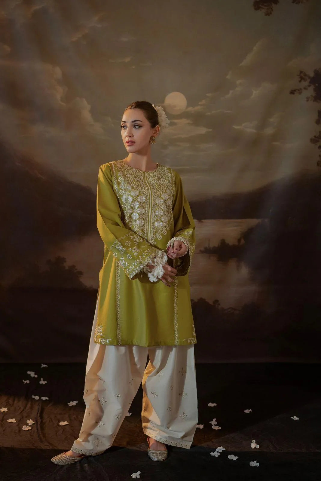 Green Embroidered Lawn Suit - 2-Piece Unstitched with Cotton Lawn Trouser - view 2