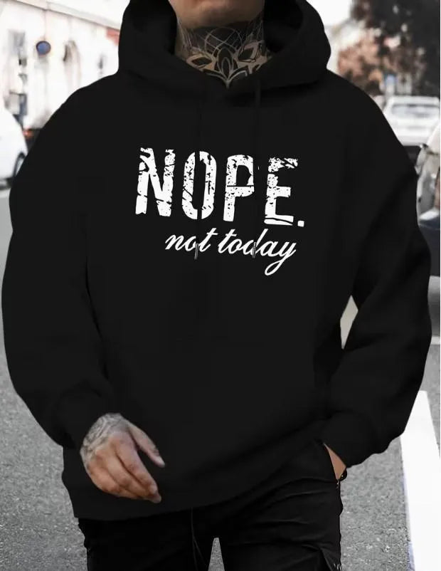 Men's Slogan Fleece Hoodie - Black Winter Wear