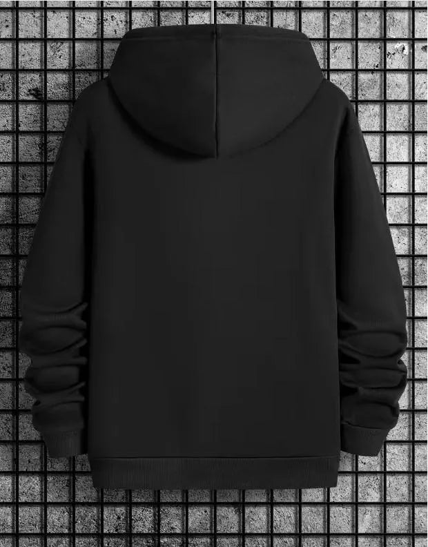 Men's Slogan Fleece Hoodie - Black Winter Wear - view 2