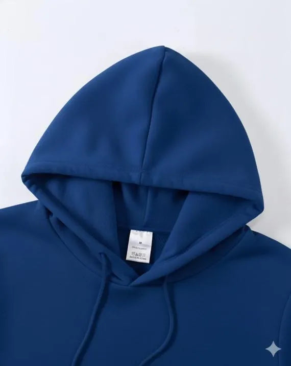 Men's Printed Fleece Hoodie - Blue Slogan Print - view 2