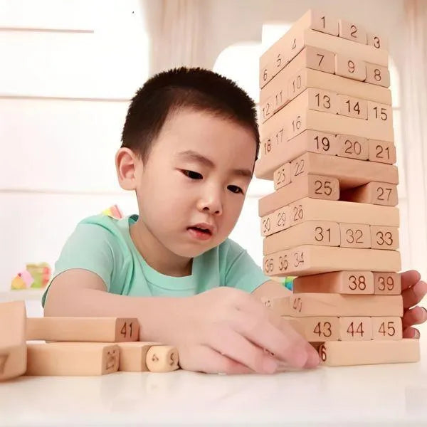 Wooden Stacking Tower Game - 54 Blocks, Family Fun