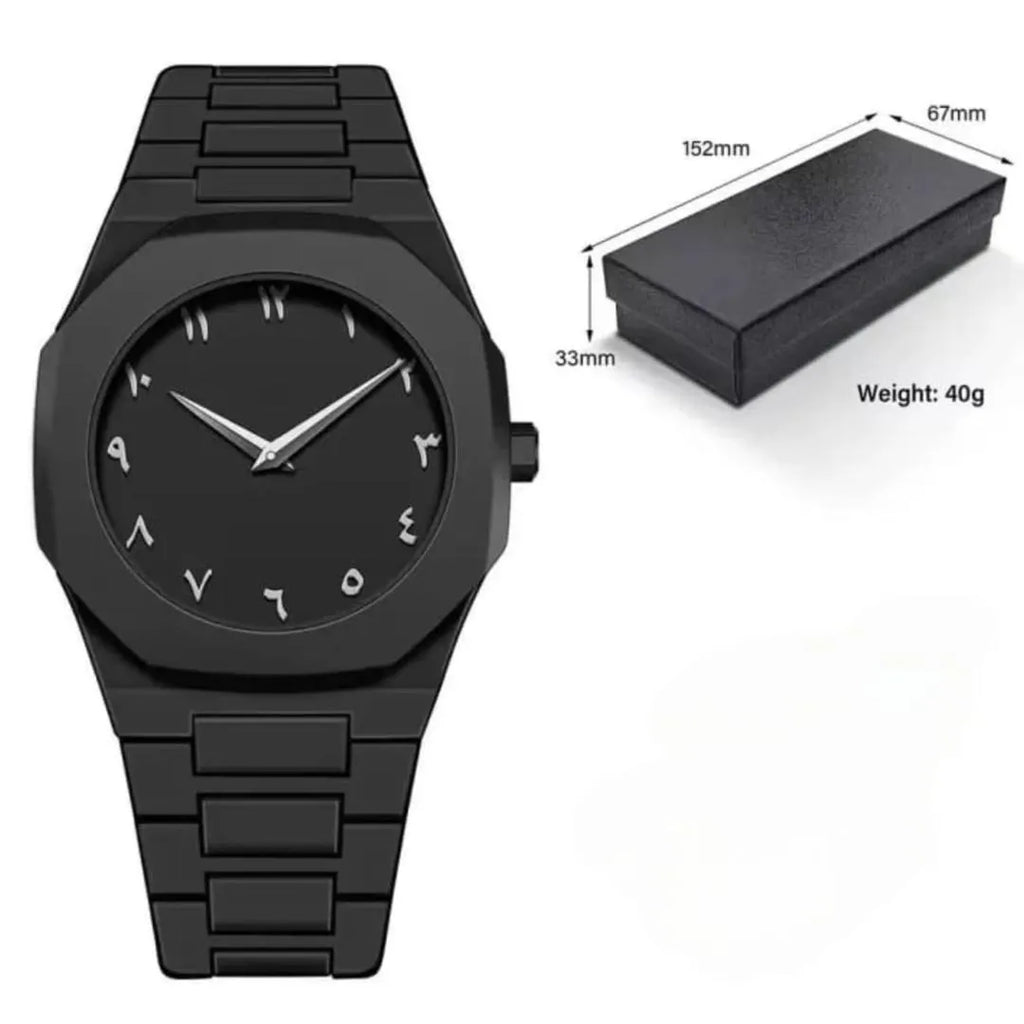 Carbon Fiber Watch - Black Arabic Dial, 40g Lightweight