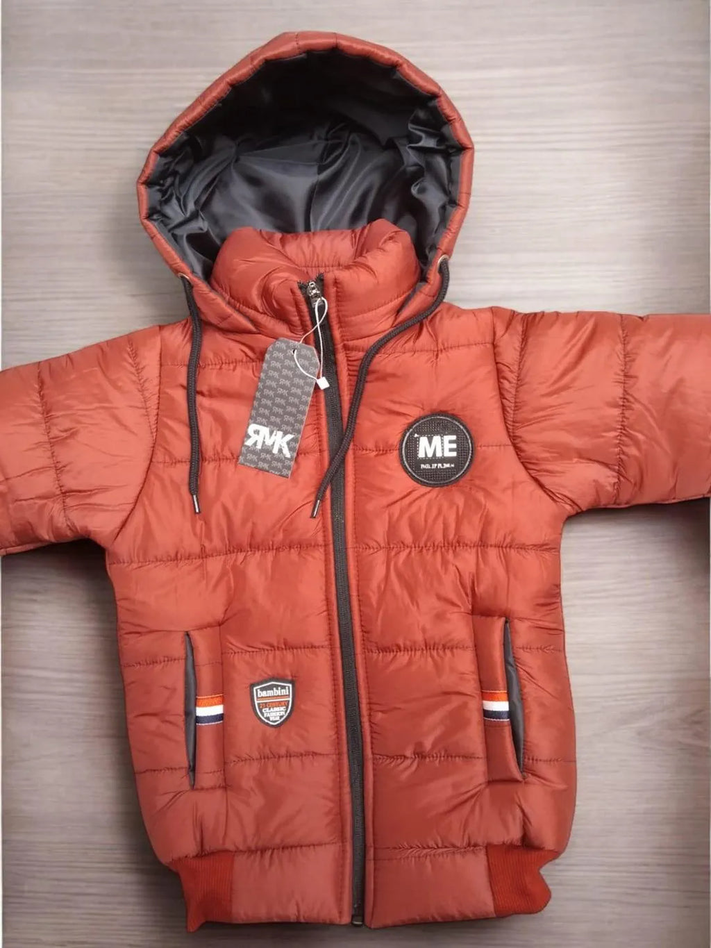 Kids Red Hooded Winter Jacket - Polyester, 7 to 14 Years