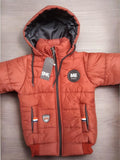 Kids Red Hooded Winter Jacket - Polyester, 7 to 14 Years