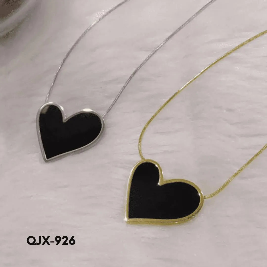 Heart Shaped Necklace Black Gold for Women - view 2