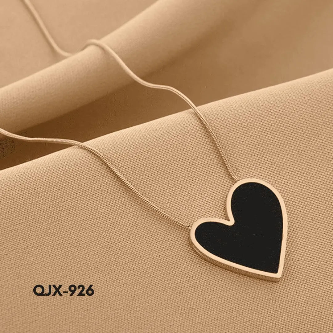 Heart Shaped Necklace Black Gold for Women - view 3