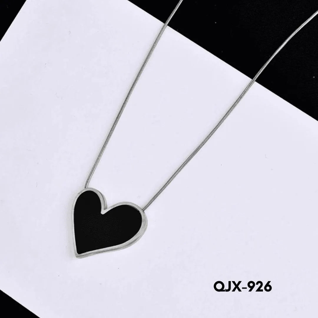 Heart Shaped Necklace Black Gold for Women - view 5