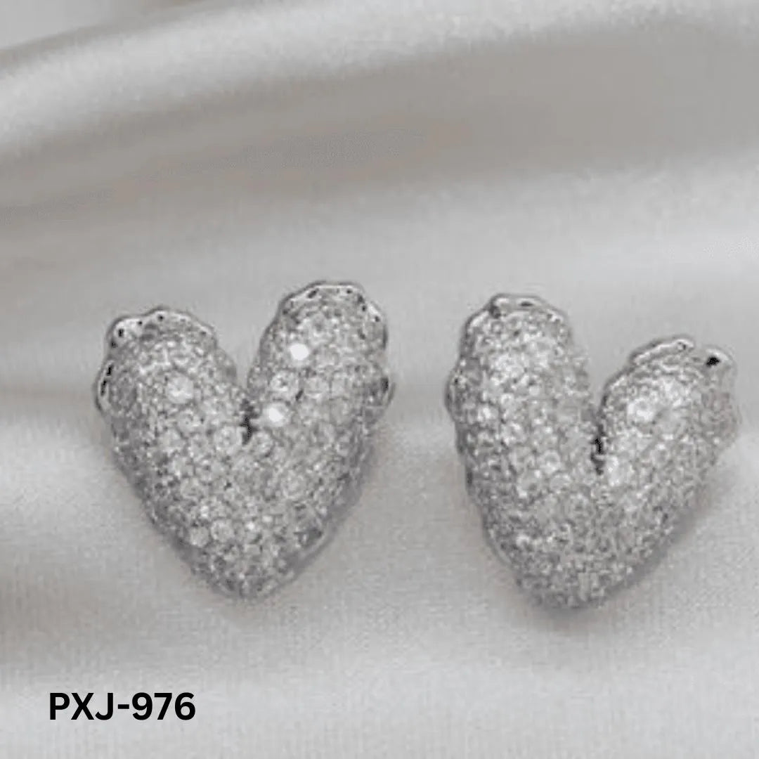 Heart Shaped Pearl Earrings Silver Gold Pakistani Women - view 2