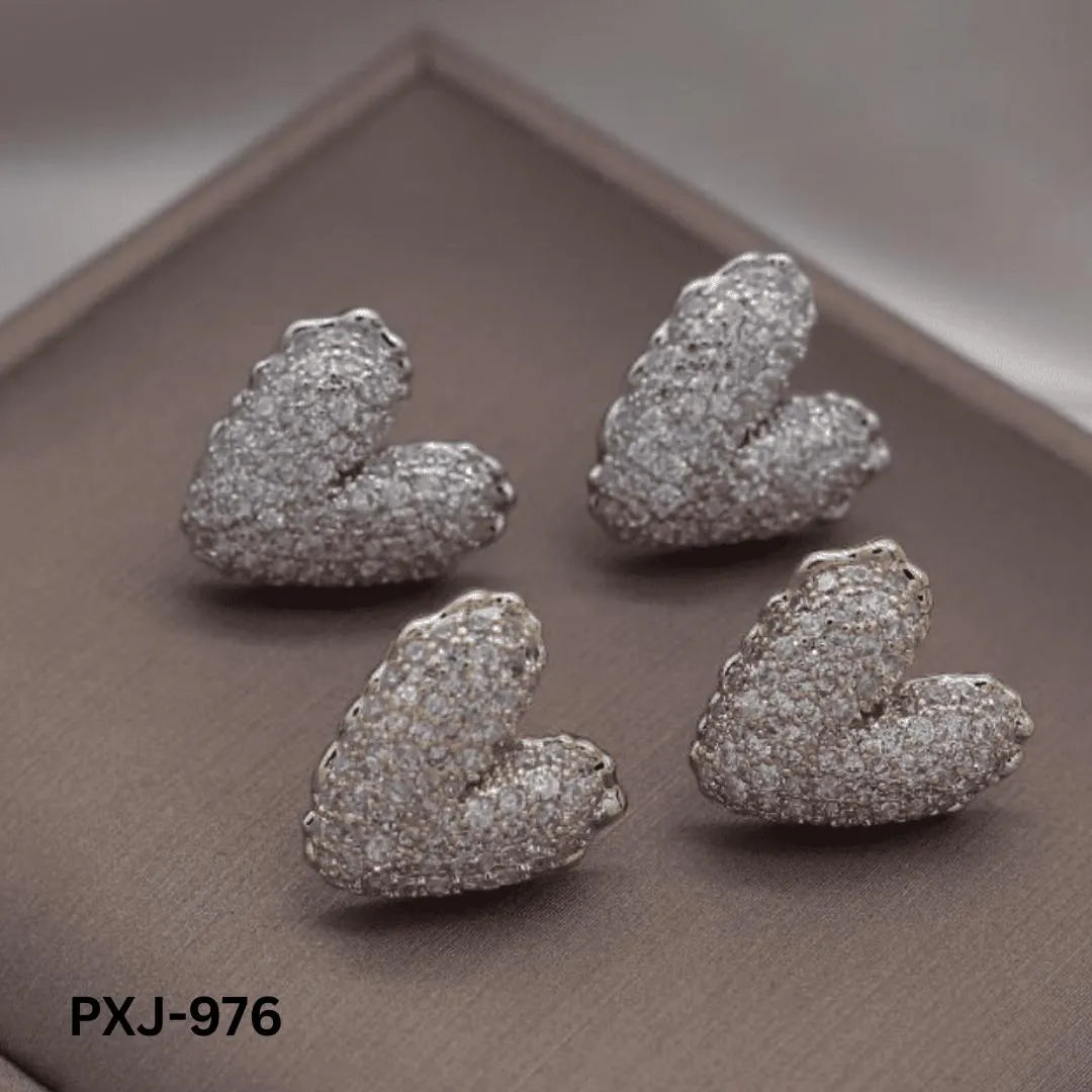 Heart Shaped Pearl Earrings Silver Gold Pakistani Women - view 3
