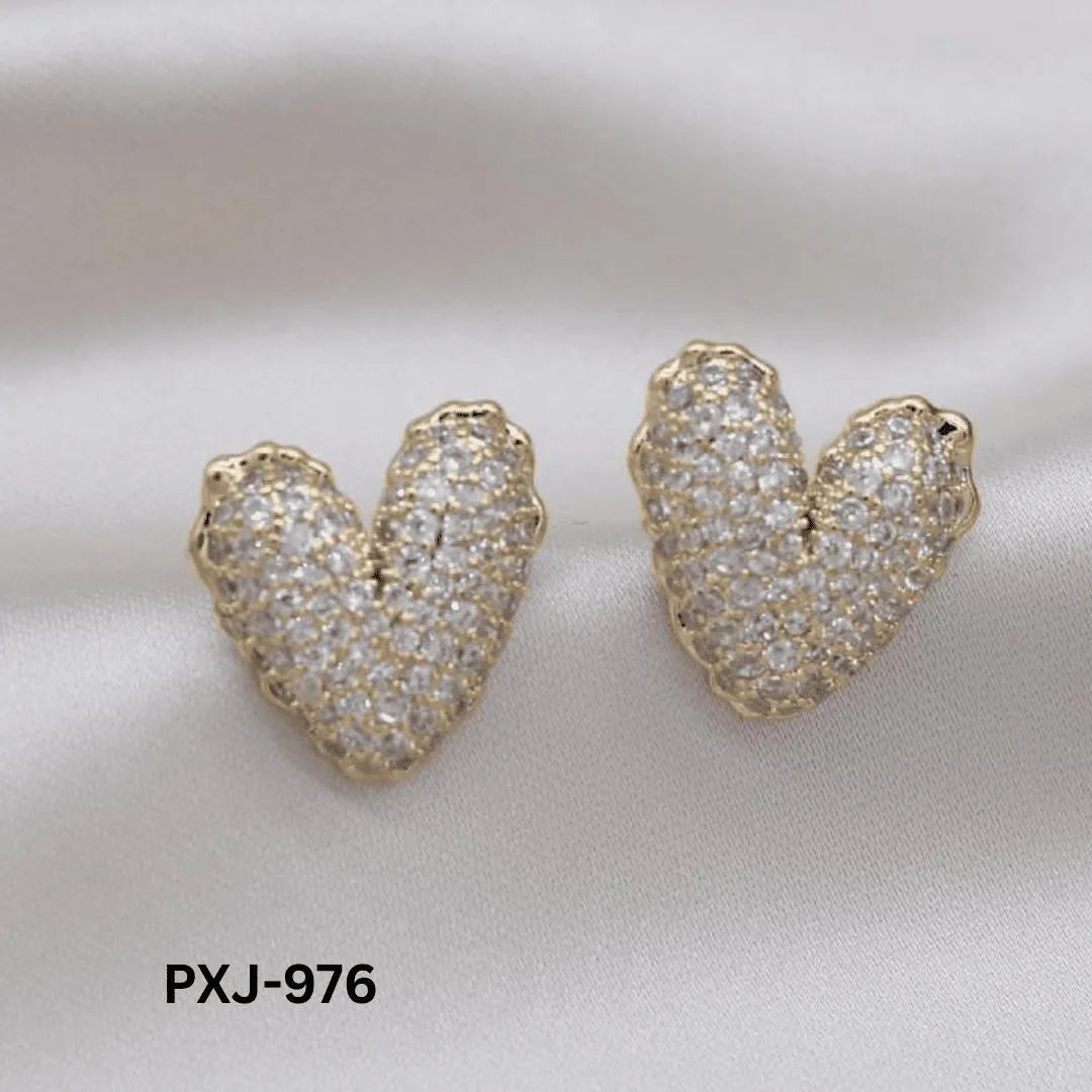 Heart Shaped Pearl Earrings Silver Gold Pakistani Women - view 5
