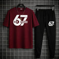 Men's 67 Graphic Track Suit - Maroon & Black, 2 Piece