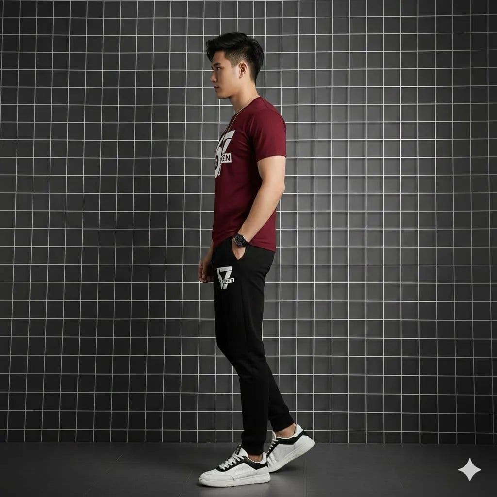 Men's 67 Graphic Track Suit - Maroon & Black, 2 Piece - view 3