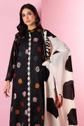 Black Embroidered Lawn Suit - 3-Piece Unstitched with Diamond Dupatta (Design 1)