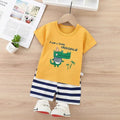 Kids Night Suit Set - Yellow Crocodile Print