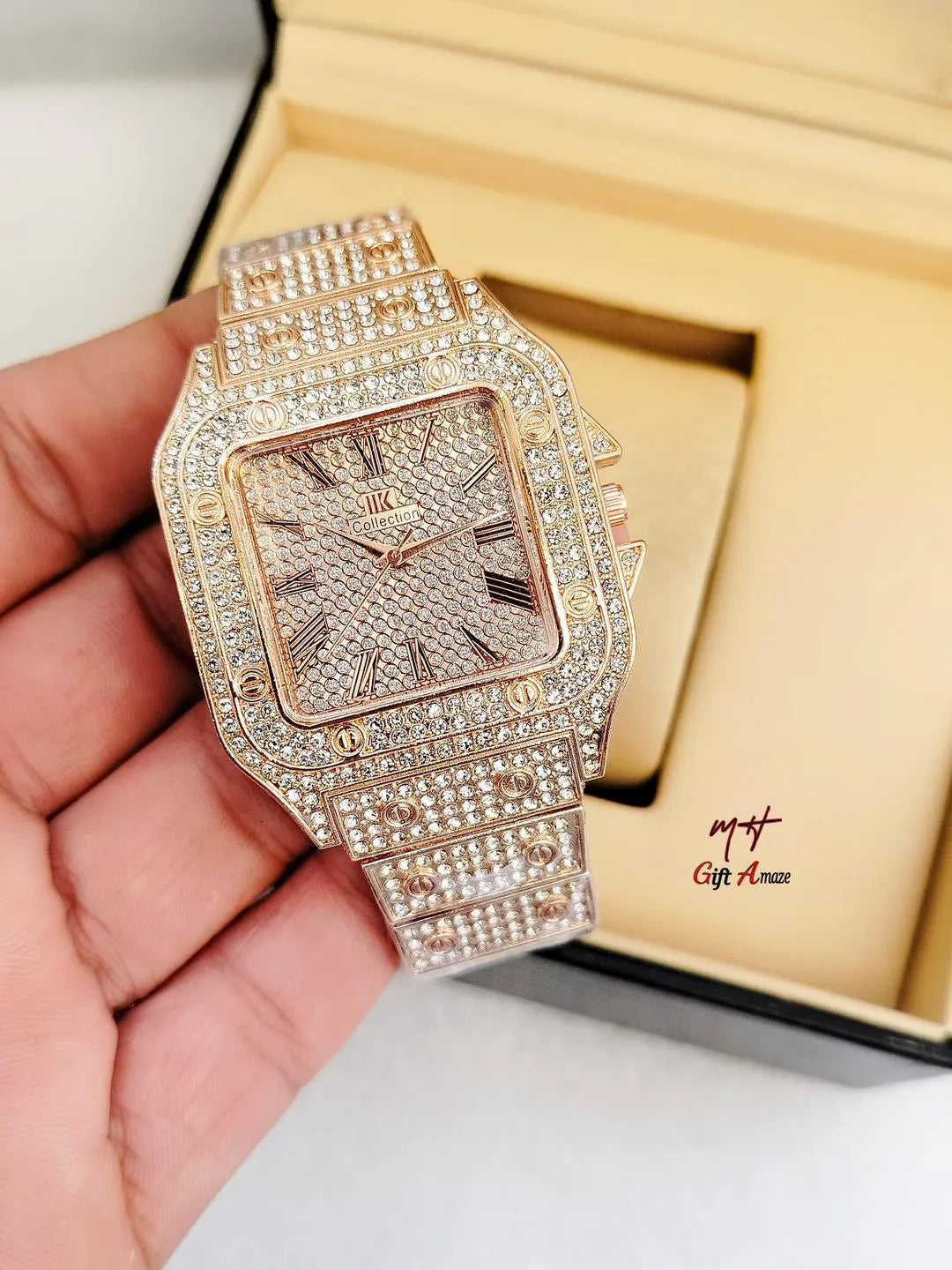 Rhinestone Chain Watch - Gold, Silver or Rose Gold, Unisex