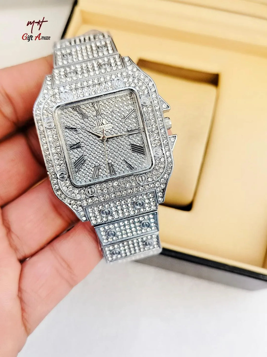 Rhinestone Chain Watch - Gold, Silver or Rose Gold, Unisex - view 2